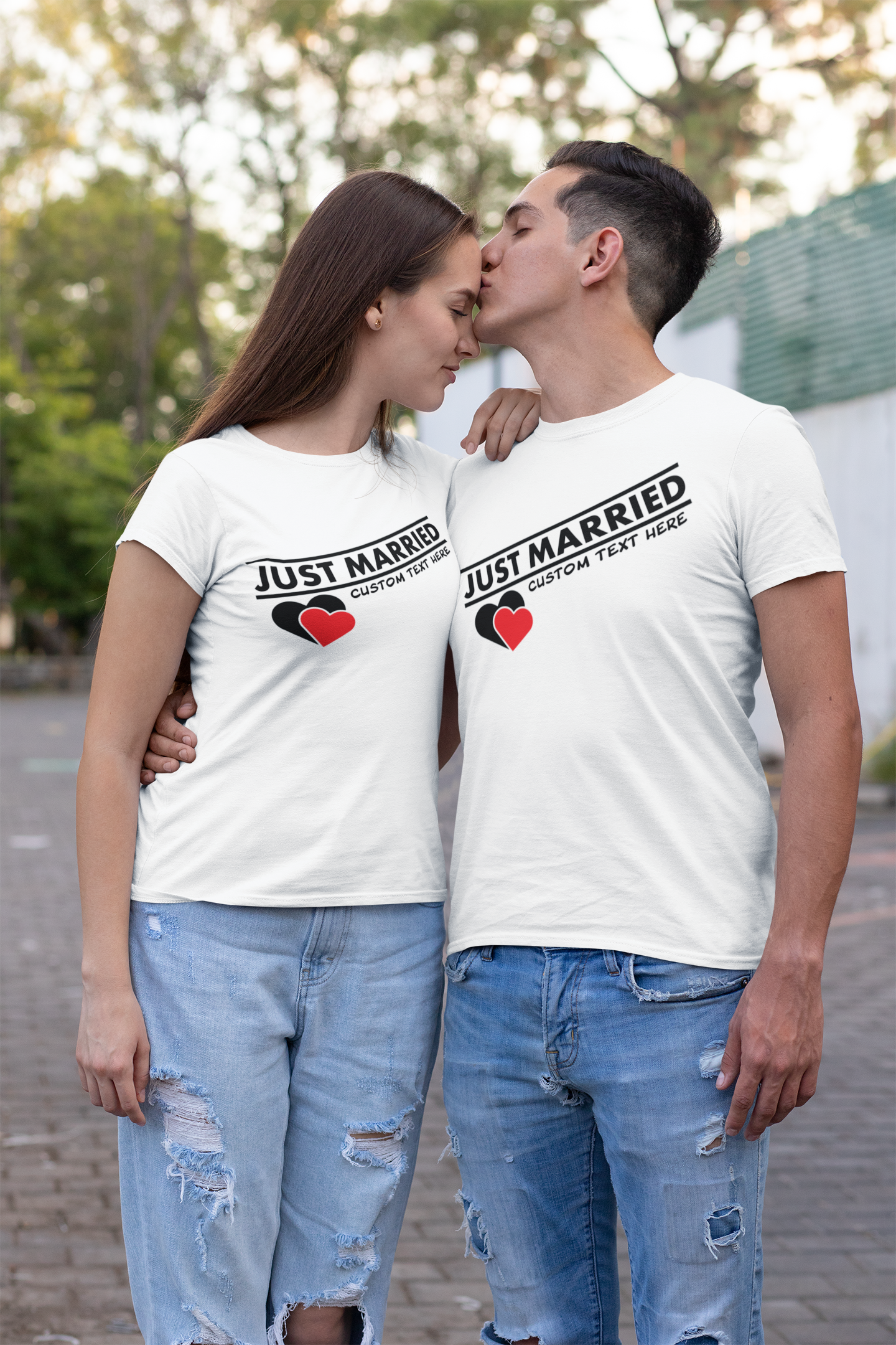 Personalized minimalist Just Married Shirt