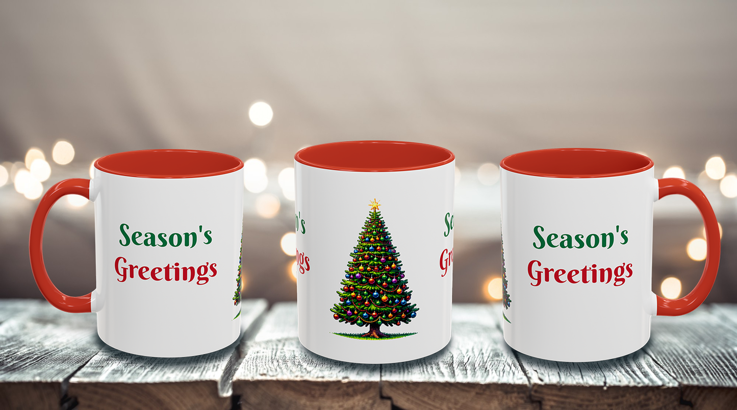 Seasons Greetings Christmas Mug Festive 11oz Holiday Coffee Cup