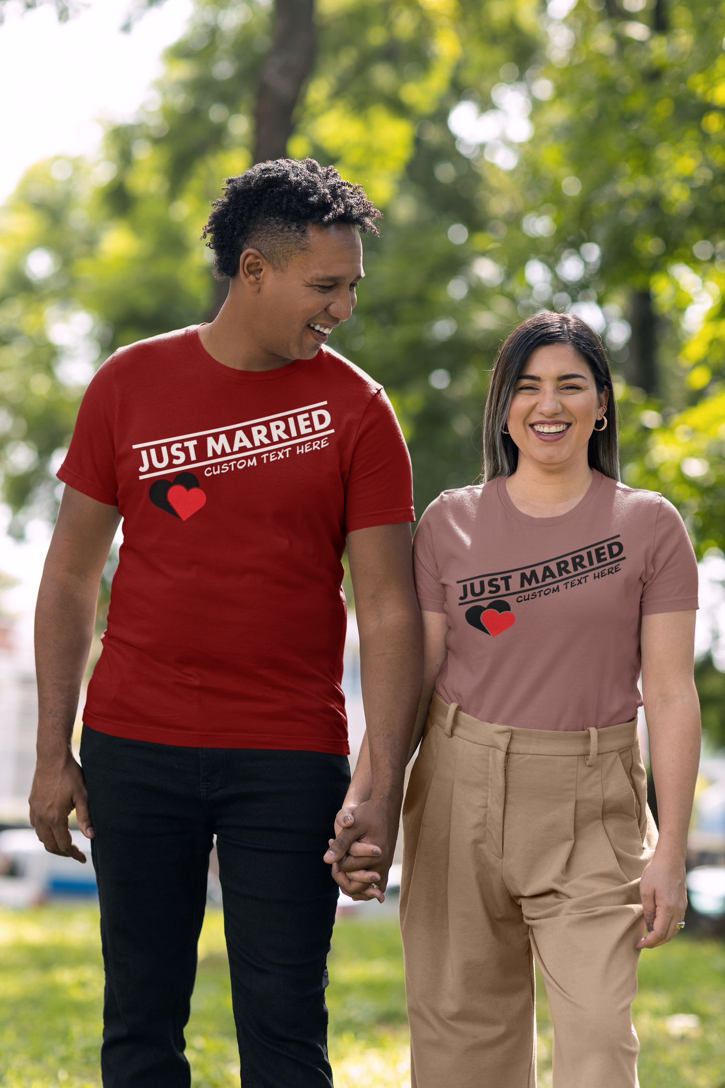 Personalized minimalist Just Married Shirt