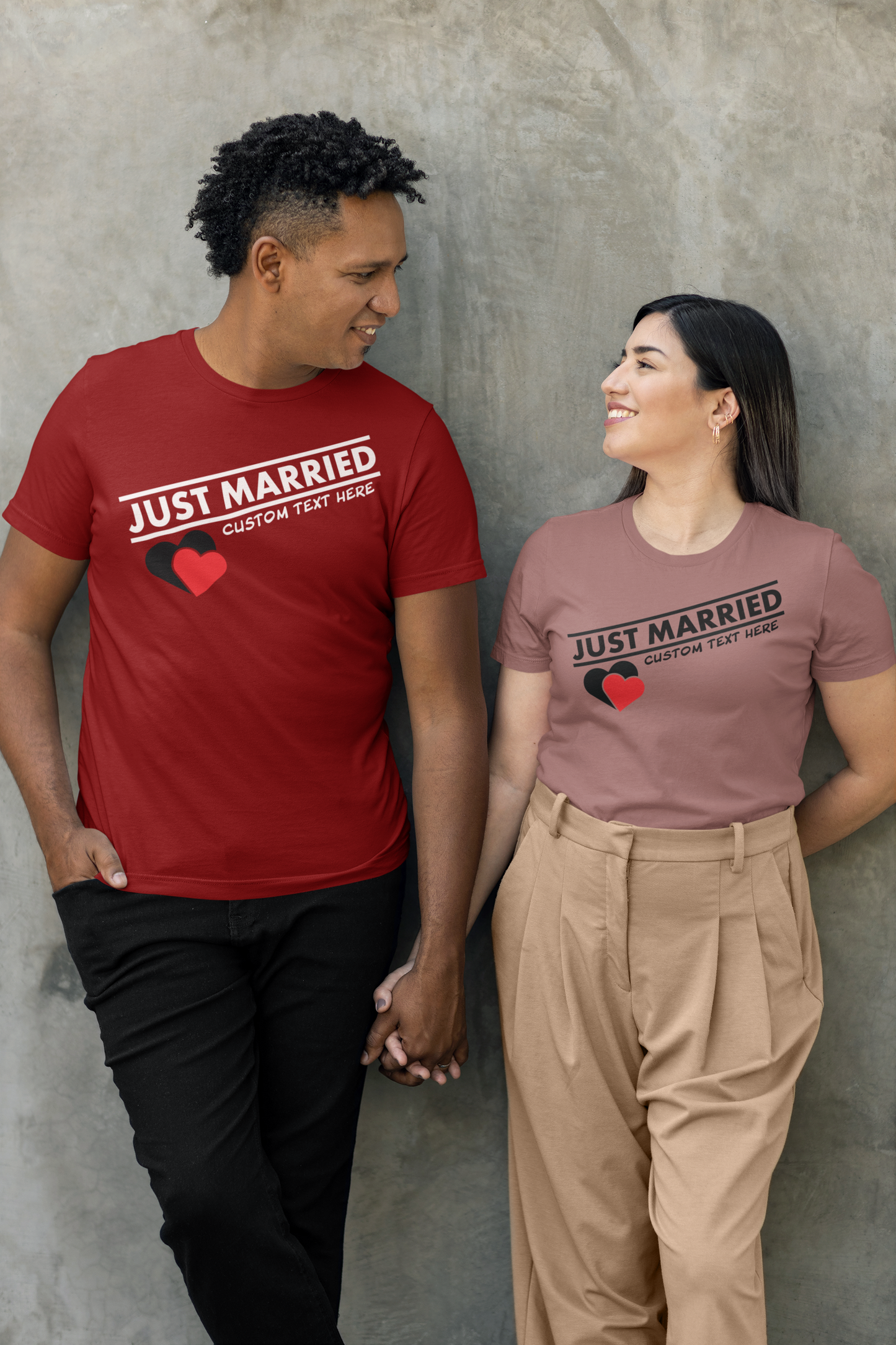 Personalized minimalist Just Married Shirt