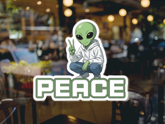 Funny colorful Alien Peace vinyl decal Sticker