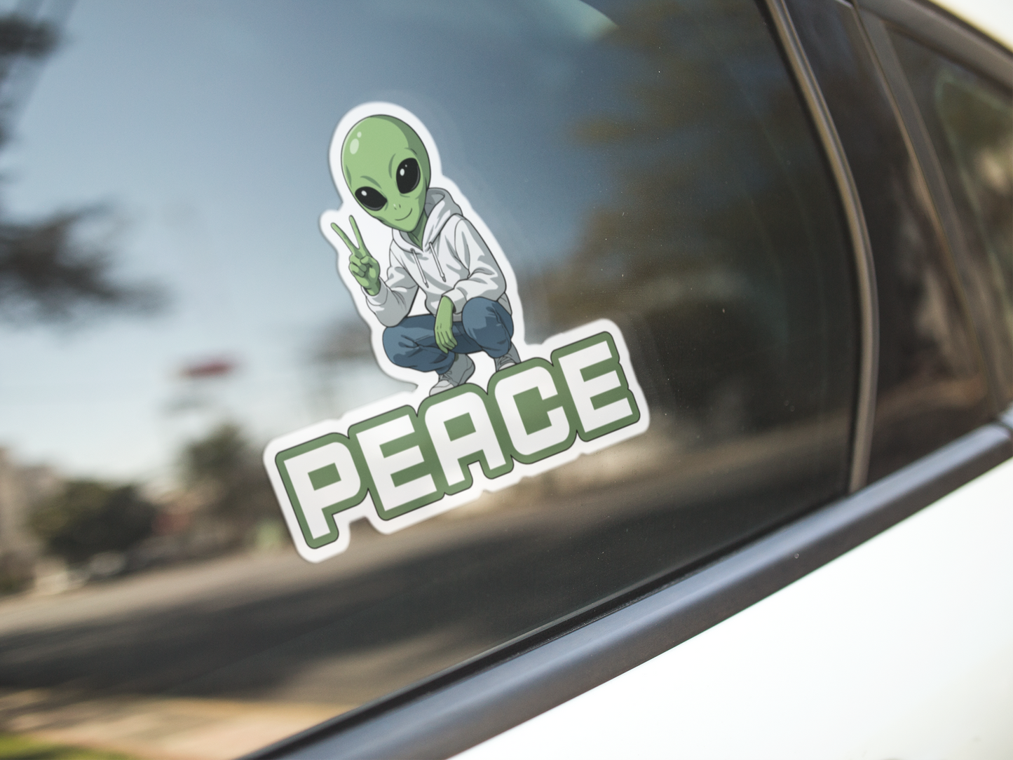 Funny colorful Alien Peace vinyl decal Sticker