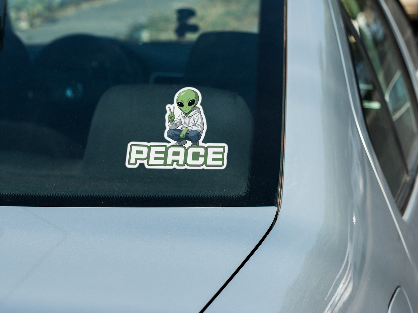 Funny colorful Alien Peace vinyl decal Sticker