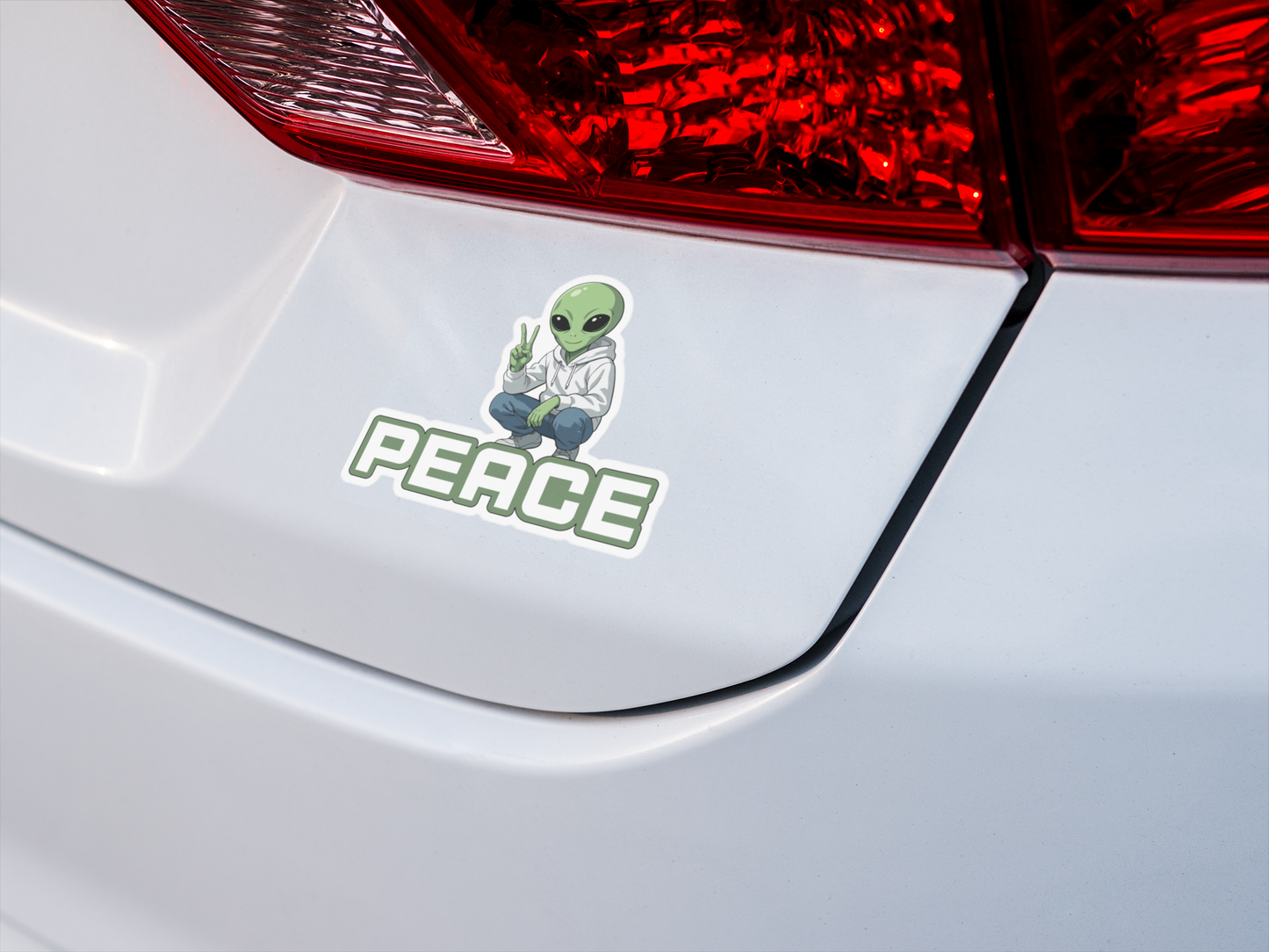 Funny colorful Alien Peace vinyl decal Sticker