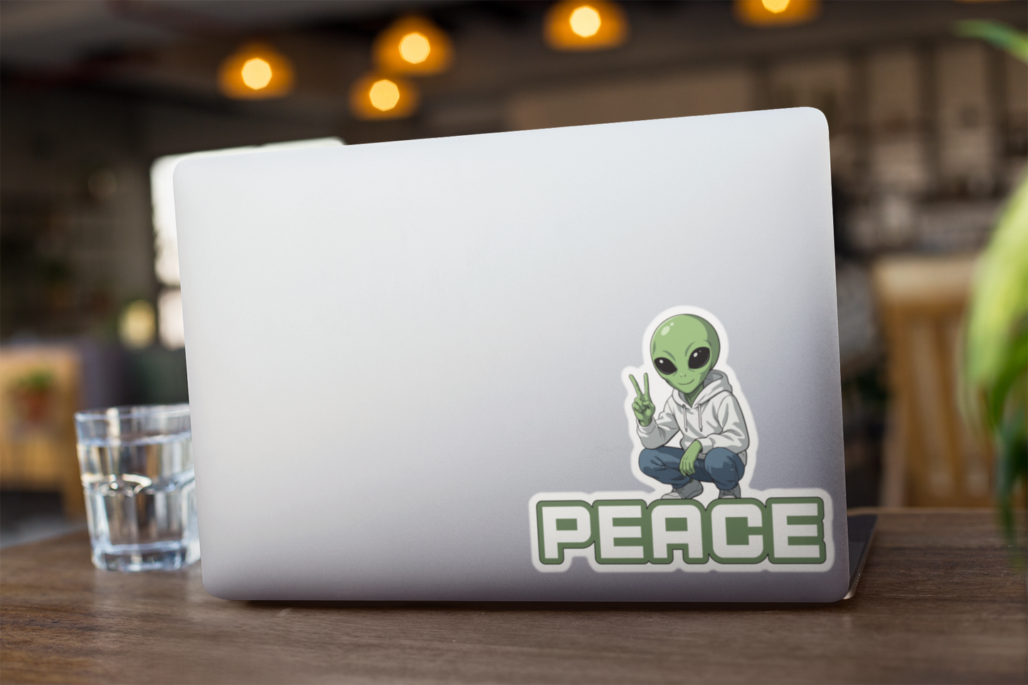 Funny colorful Alien Peace vinyl decal Sticker