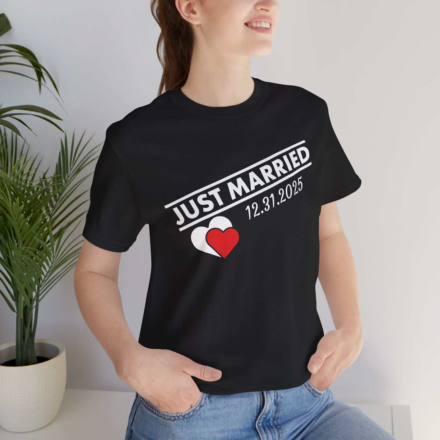 Personalized minimalist Just Married Shirt